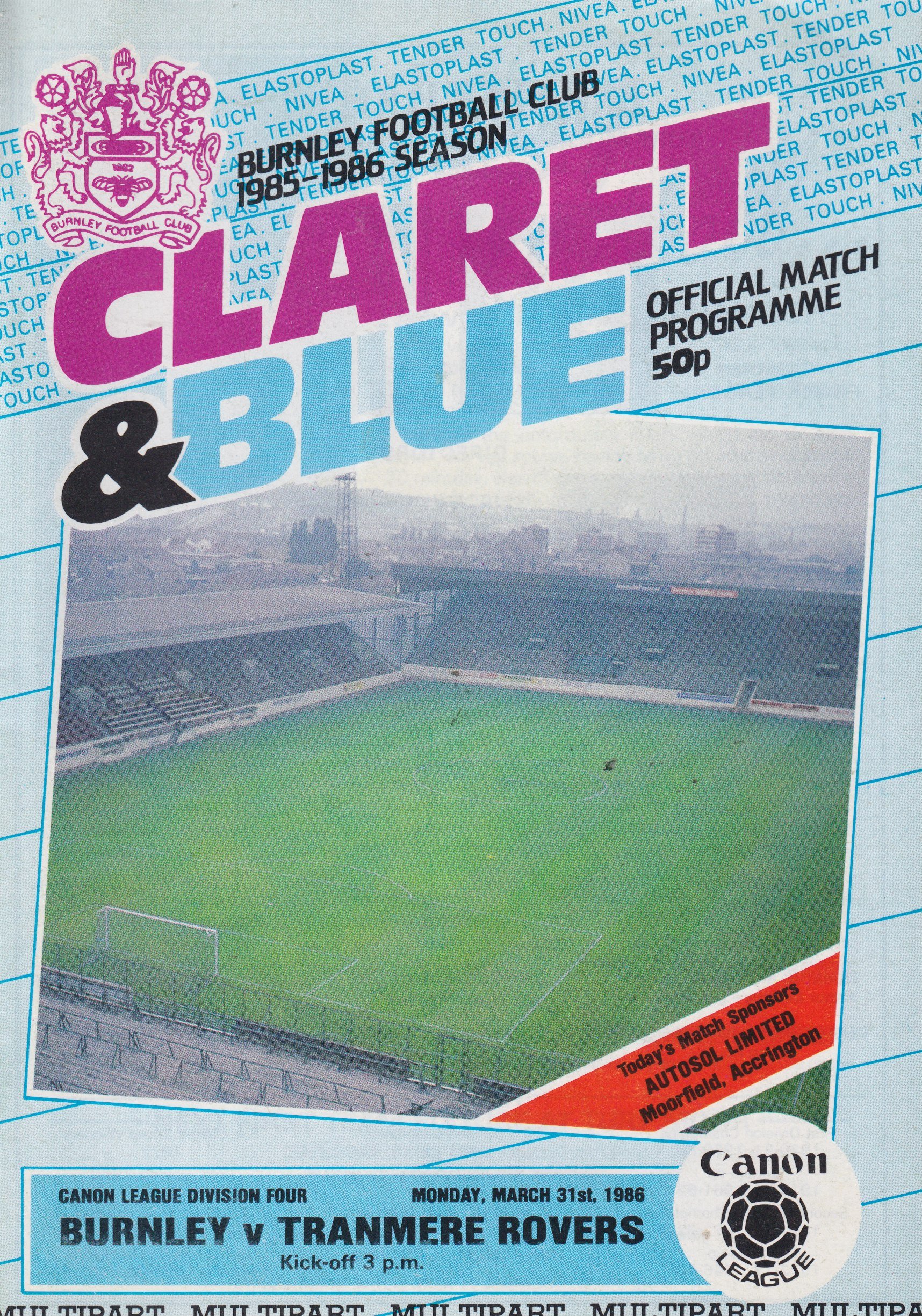 Burnley v Tranmere Rovers match programme